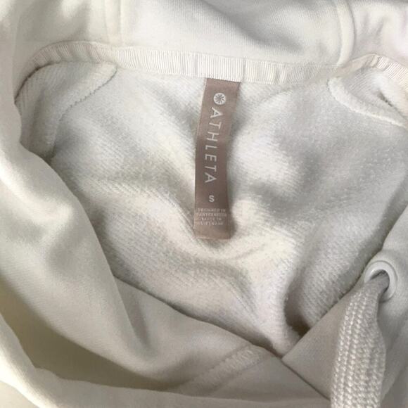 Athleta Steady State Cropped Sweatshirt Flare Sleeve Hoodie Small White Modal - Picture 4 of 6